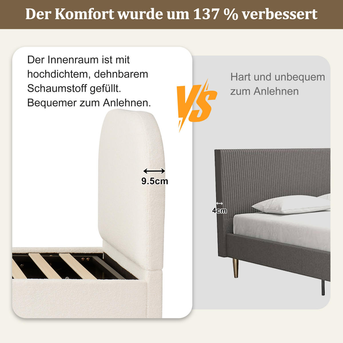 KINDERBETT 90/200 cm aus Bouclé mit hydraulischem Stauraum Beige - Beige, Holzwerkstoff (90/200cm) - Modenvie