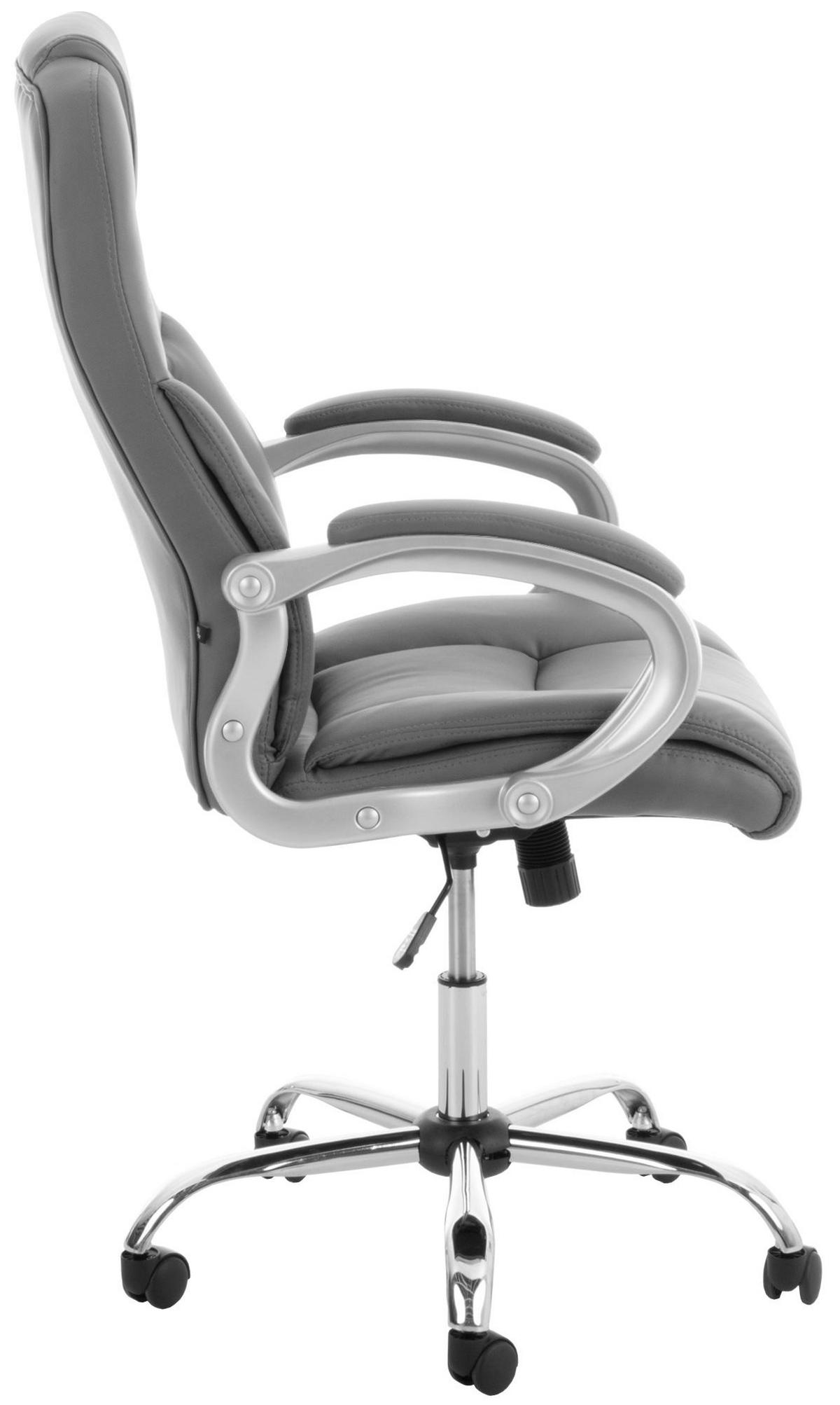 CHEFSESSEL Lederlook Grau - Chromfarben/Grau, Textil/Metall (66/113/70cm) - CLP