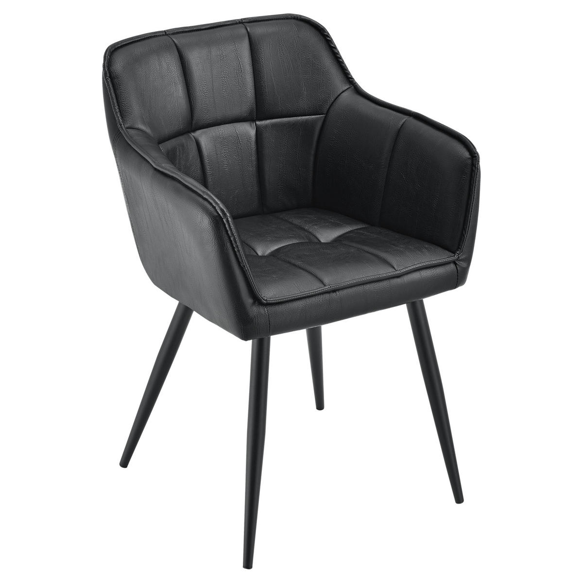 ARMLEHNSTUHL Birmingham - Schwarz, Textil/Metall (57/81/53cm) - [en.casa]
