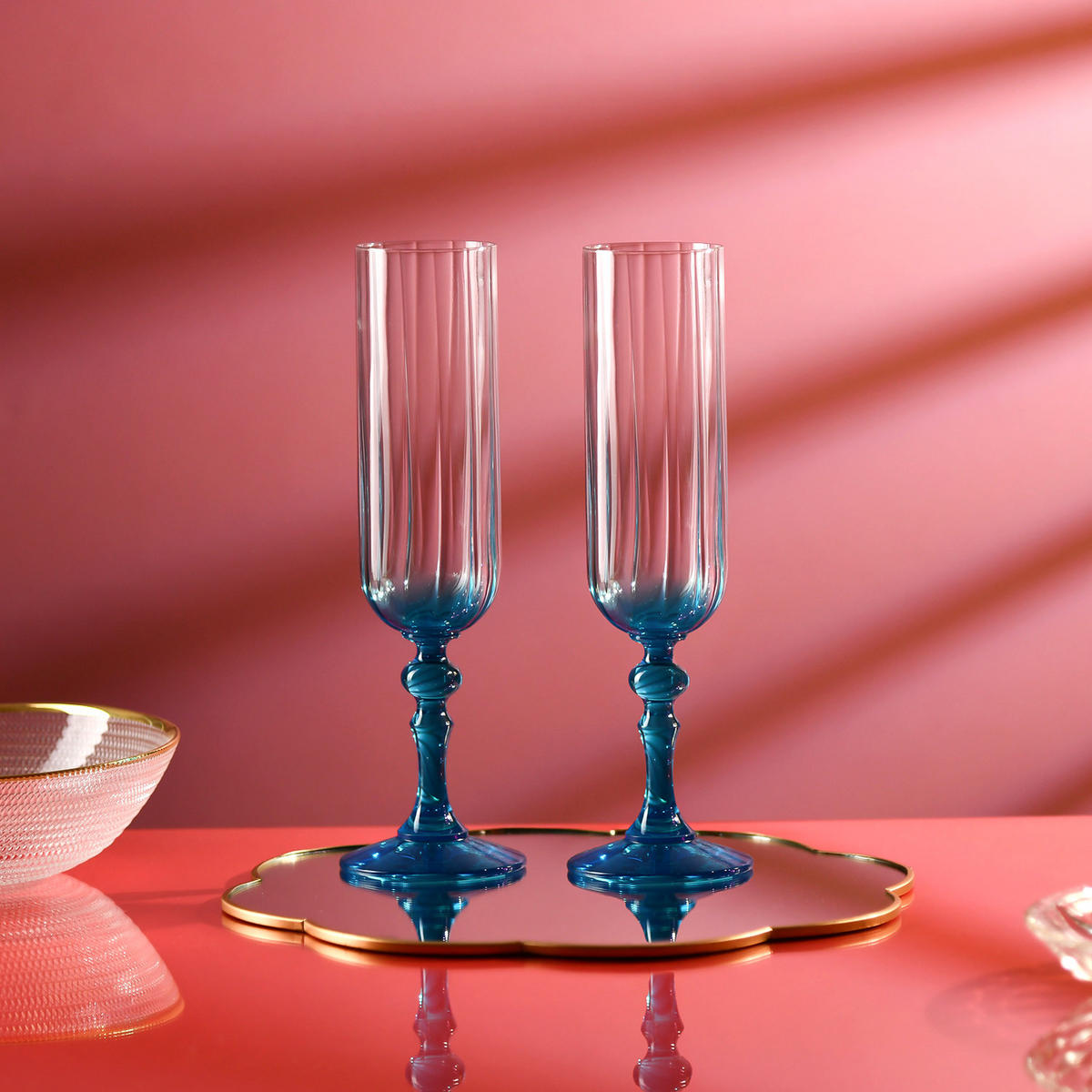 SEKTGLÄSER, 2er-Set, 200 ml - Türkis, Glas (0.2L) - Krosno Glass