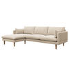 ECKSOFA mit Longchair - Webstoff - Beige/Buchefarben, Buchenholz/Textil (242/150cm) - home24