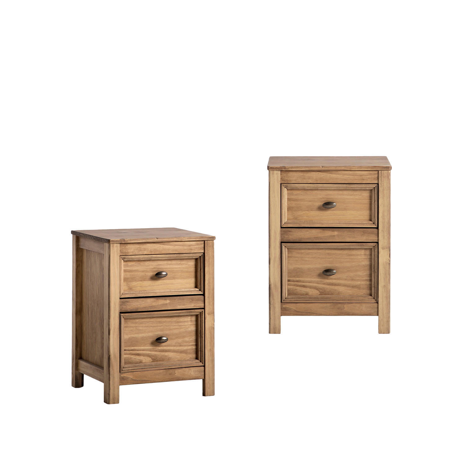 NACHTTISCH 2 SCHUBLADEN Serena Natürlich 42 cm x 57 cm 2er-Set - Naturfarben, Holz (42/57/39cm) - Klast Home