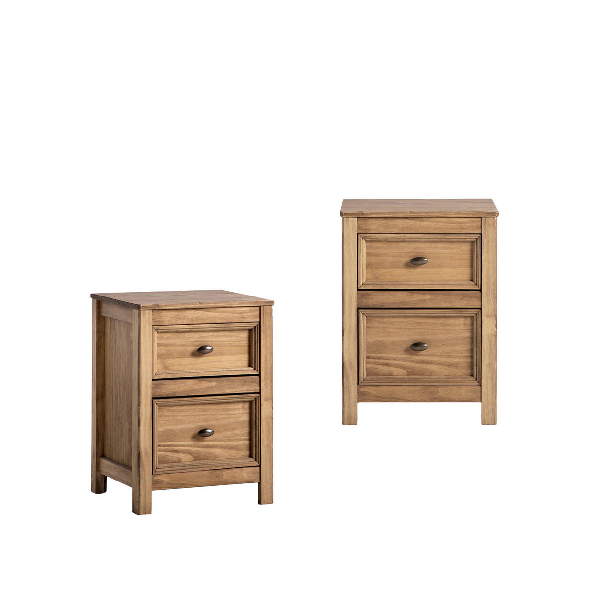 NACHTTISCH 2 SCHUBLADEN Serena Natürlich 42 cm x 57 cm 2er-Set - Naturfarben, Holz (42/57/39cm) - Klast Home