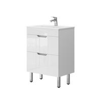 WASCHTISCHKOMBI Clayton, Weiß Hochglanz, 2 Teile, Unterschrank 60 cm - Weiß, Holzwerkstoff (60/81.5/40cm) - Vicco