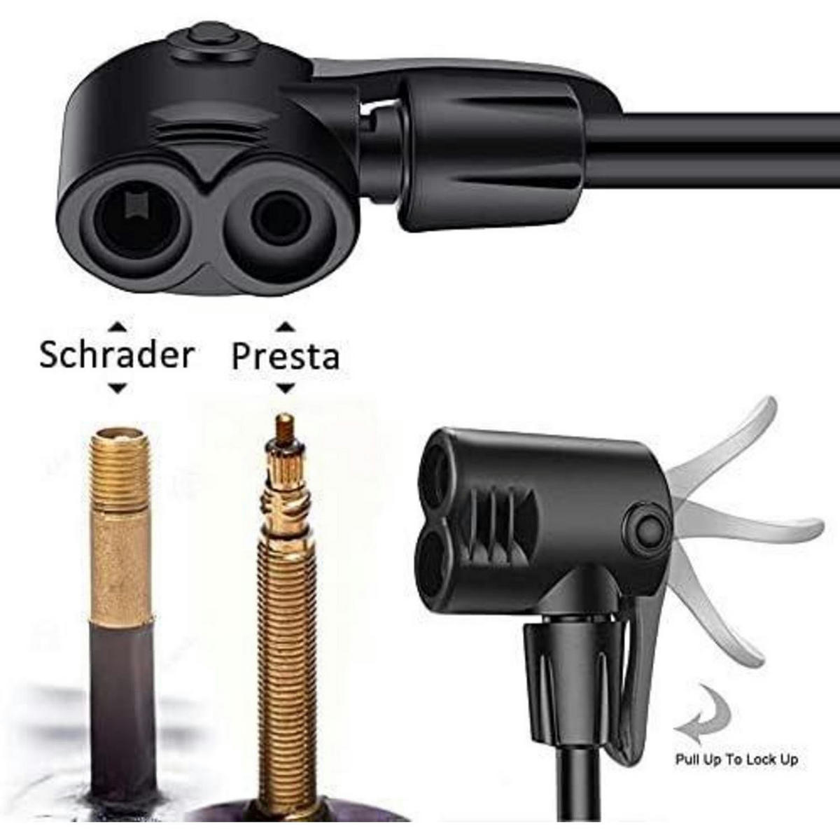 FAHRRADPUMPE mit Manometer Schwarz - Schwarz, Metall (23.5/12/45cm)