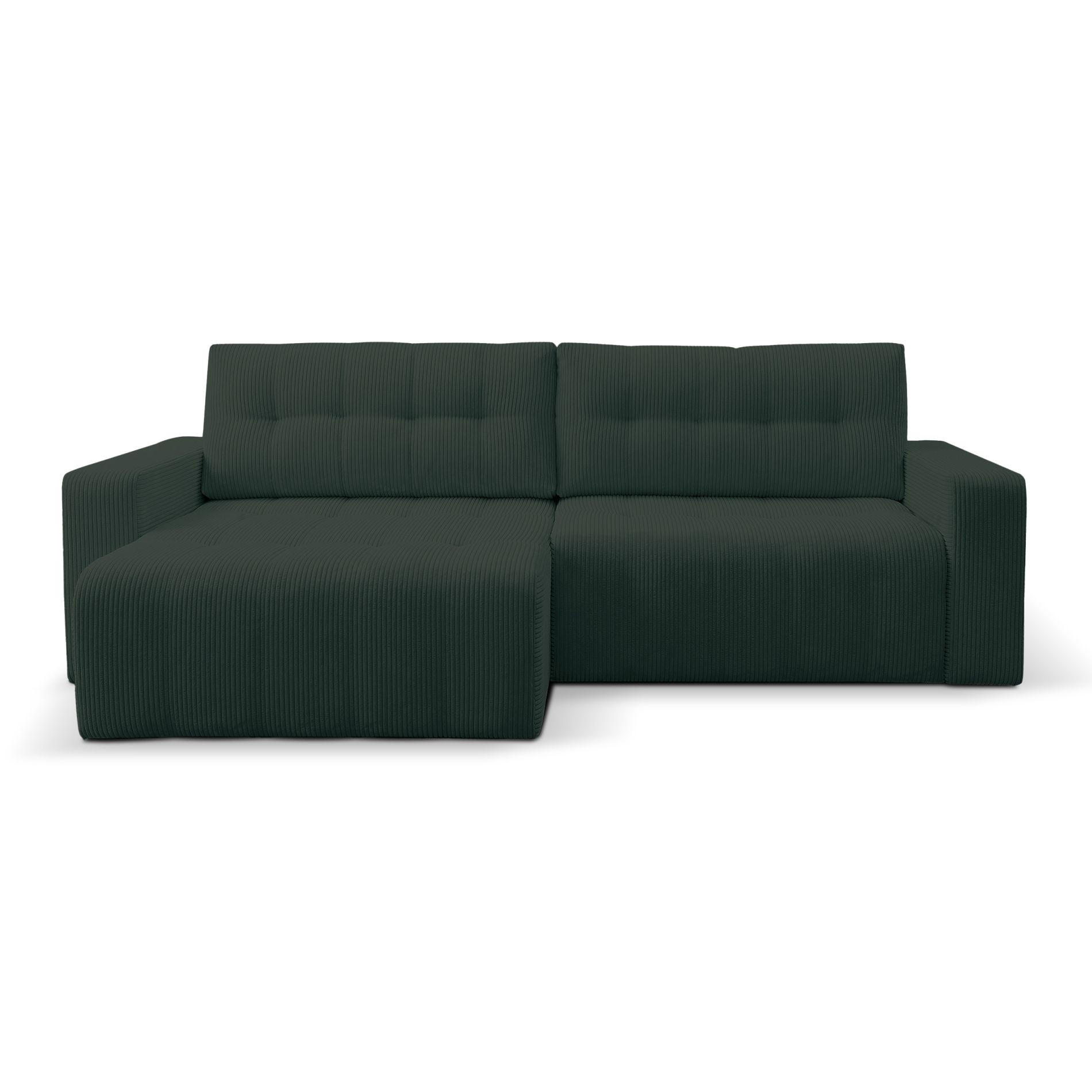 ECKSOFA Maillo Dunkelgrün Cord - Dunkelgrün/Schwarz, Kunststoff/Textil (245/143cm) - Selsey