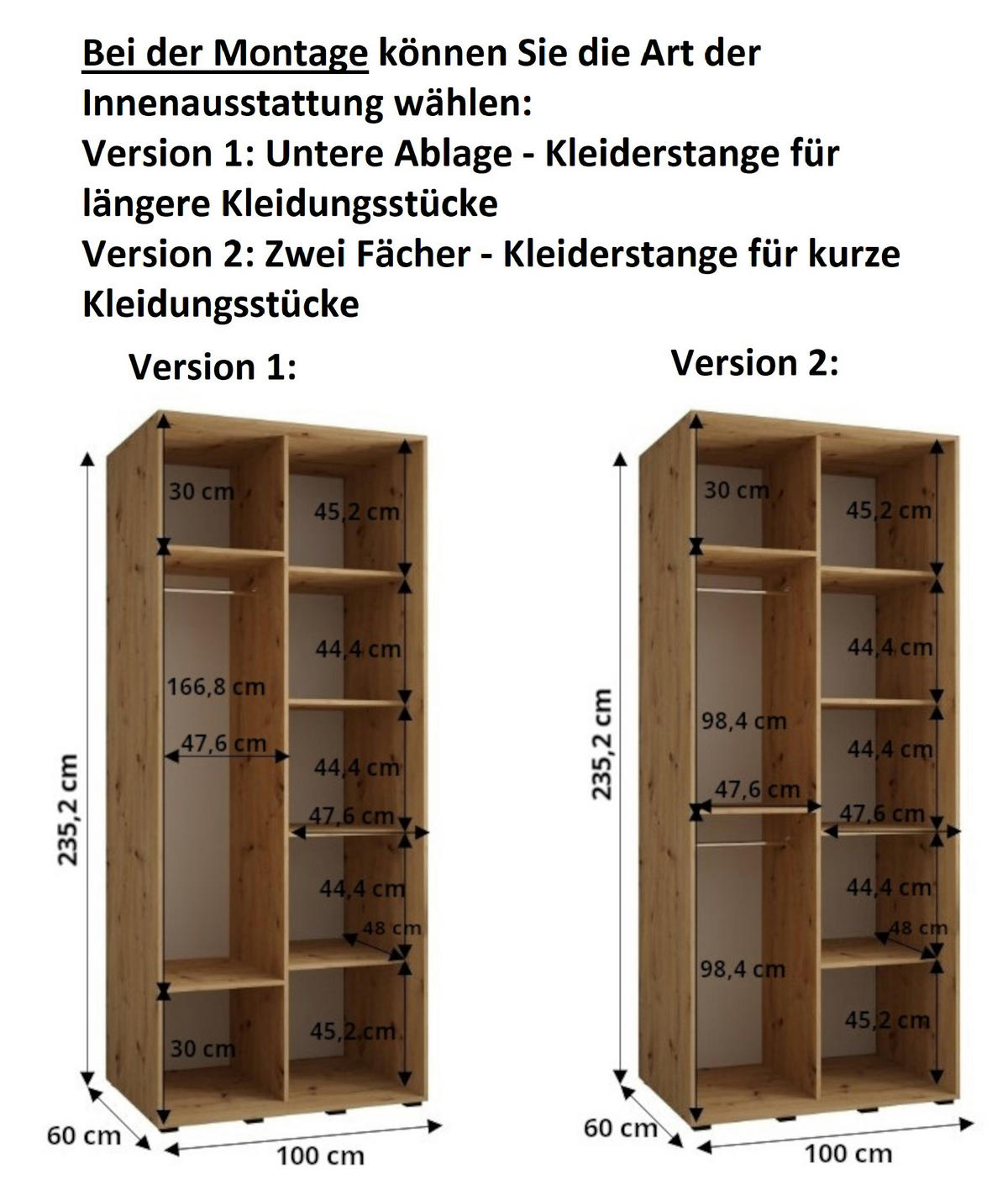 SCHWEBETÜRENSCHRANK 235,2/100/60 2-türig - Schwarz/Eiche Artisan, Holz/Metall (100/235/60cm) - Abiks Möbel