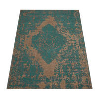 TEPPICH Kurzflor Vintage Wohnzimmer schmutzabweisend Türkis Rechteckig 160x230 - Blau, Textil (160/230cm) - KADIMA DESIGN