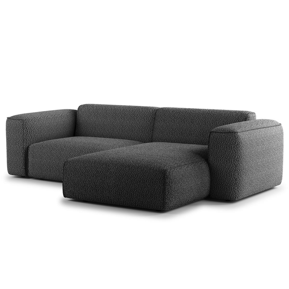 1,5-SITZER ECKSOFA mit Longchair - Anthrazit/Schwarz, Kunststoff/Textil (260/173cm) - home24