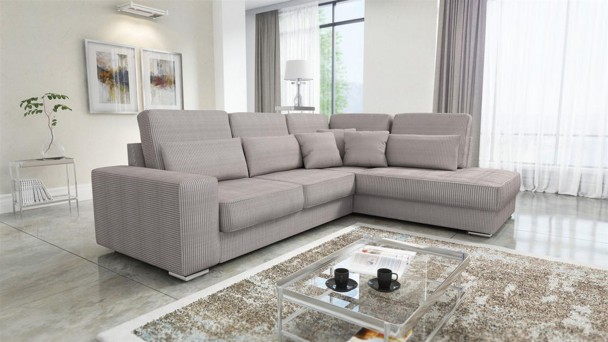ECKSOFA Nevio Xl In Scala - Graubraun, Holzwerkstoff/Textil (312/226cm) - Fun Möbel