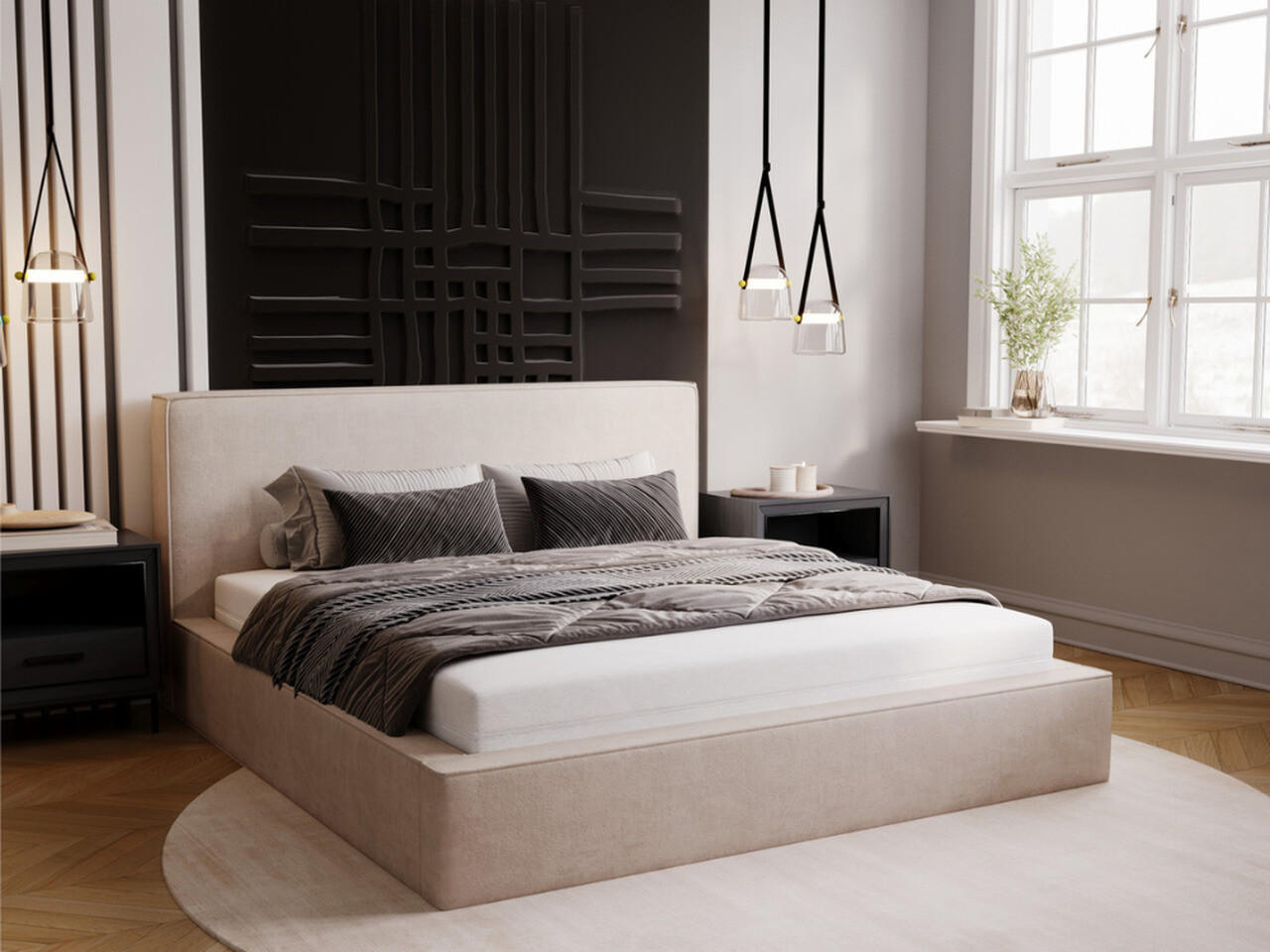 POLSTERBETT Monaco 200x200 Beige - Beige, Textil (200/200cm) - Graingold