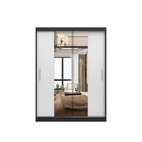 SCHIEBETÜRENSCHRANK - LARA 01 (Schwarz + Weiß) - Schwarz/Weiß, Holzwerkstoff/Metall (150/200/61cm) - Möblo