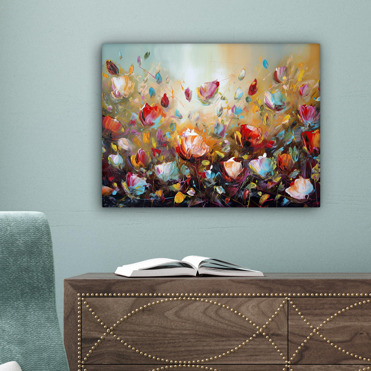 LEINWANDBILD Blumen - Kunst - Natur - Ölgemälde 40x30 cm - Multicolor, Textil (40/30cm) - MuchoWow