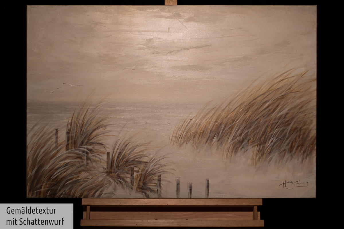 ACRYLBILD HANDGEMALT 90/60 cm - Beige, Holz/Textil (1.5/60cm) - KUNSTLOFT