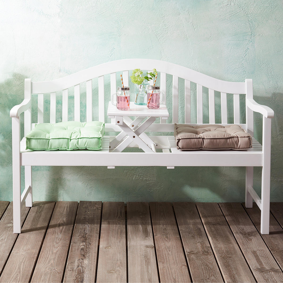 GARTENBANK Banquette - Weiß, Holz (140/90/63cm) - Butlers