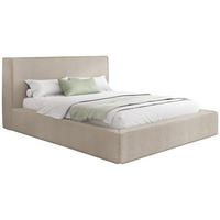 POLSTERBETT Merlin mit Bettkasten, Metall-Lattenrost & hohem Kopfteil in Beige Boucle 140x200 cm - Beige/Birkefarben, Kunststoff/Textil (140/200cm) - WFL GROUP