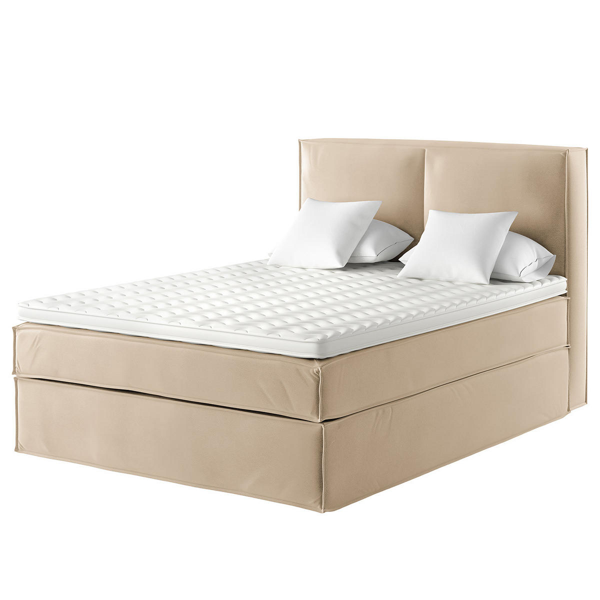 BOXSPRINGBETT mit Kopfteil - Premium - Beige, Textil (140/200cm) - home24