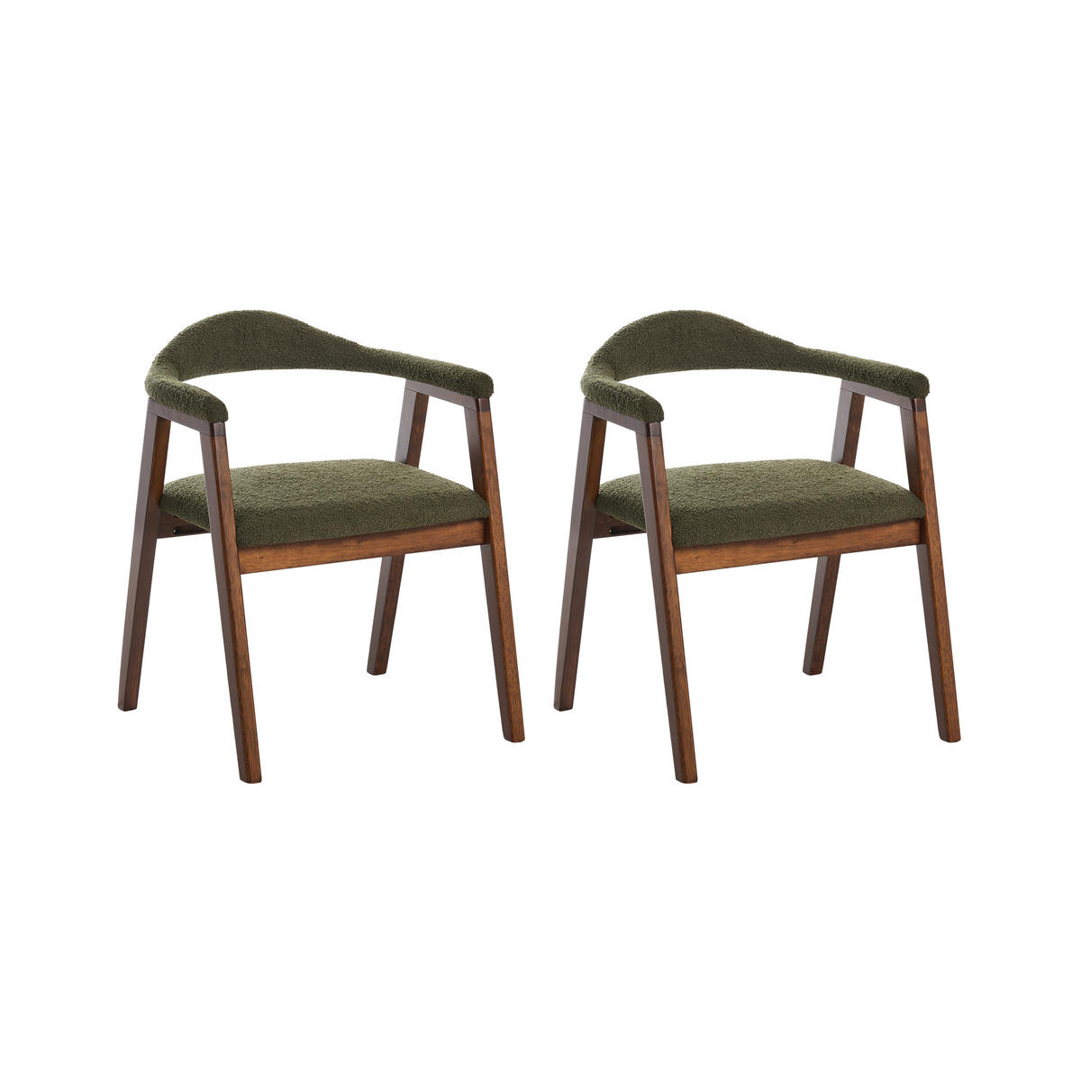 ESSZIMMERSTUHL 2er Set Holz Braun/Grün Oneco - Braun, Holz (56/72/62cm) - Beliani