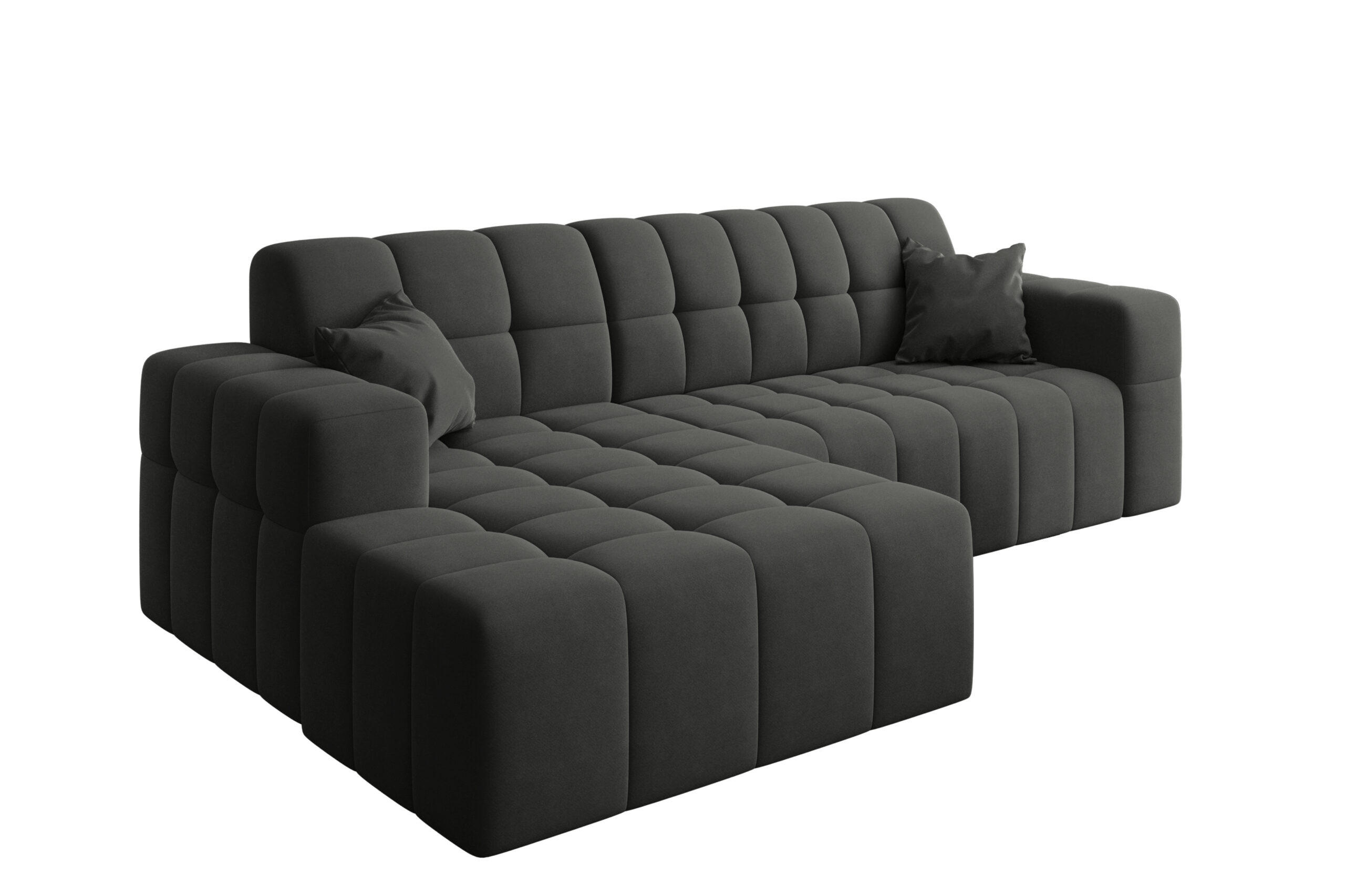 ECKSOFA L-förmiges Nimes Velours Stoff Schwarz Links - Schwarz, Holz/Kunststoff (168/265cm) - Kaiser Möbel