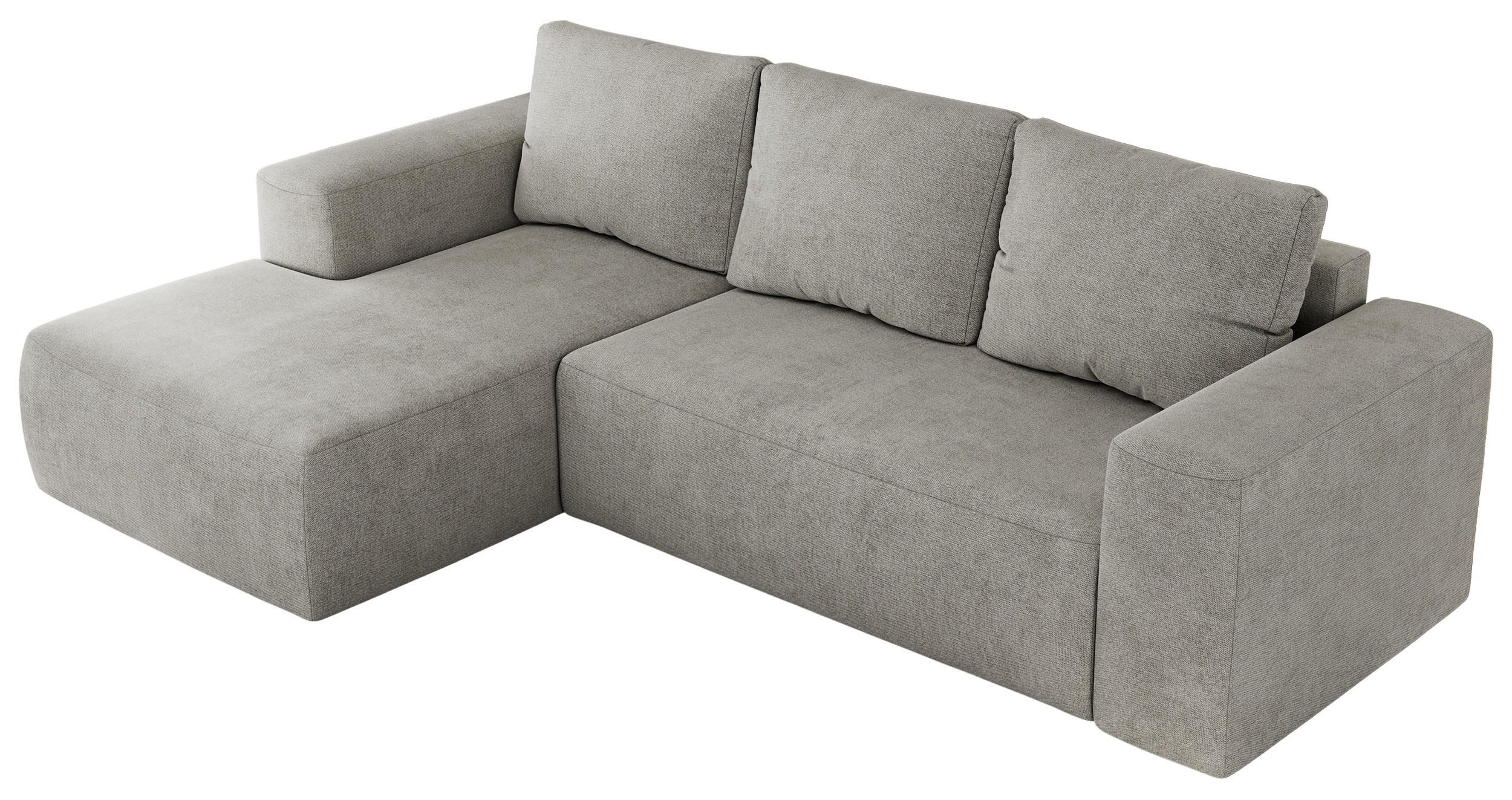 ECKSOFA TRENTINO L Hellgrau Stukture - Links - Hellgrau/Schwarz, Textil (266/164cm) - MKS