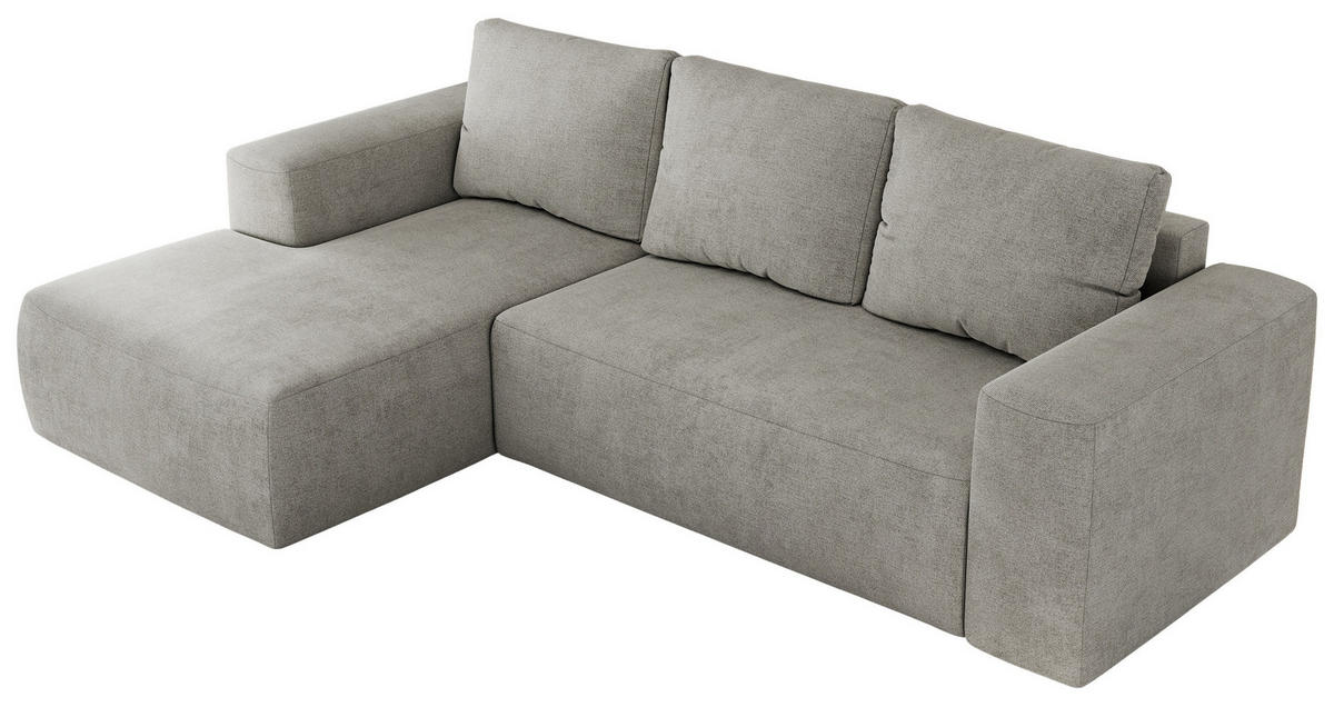 ECKSOFA TRENTINO L Hellgrau Stukture - Links - Hellgrau/Schwarz, Textil (266/164cm) - MKS