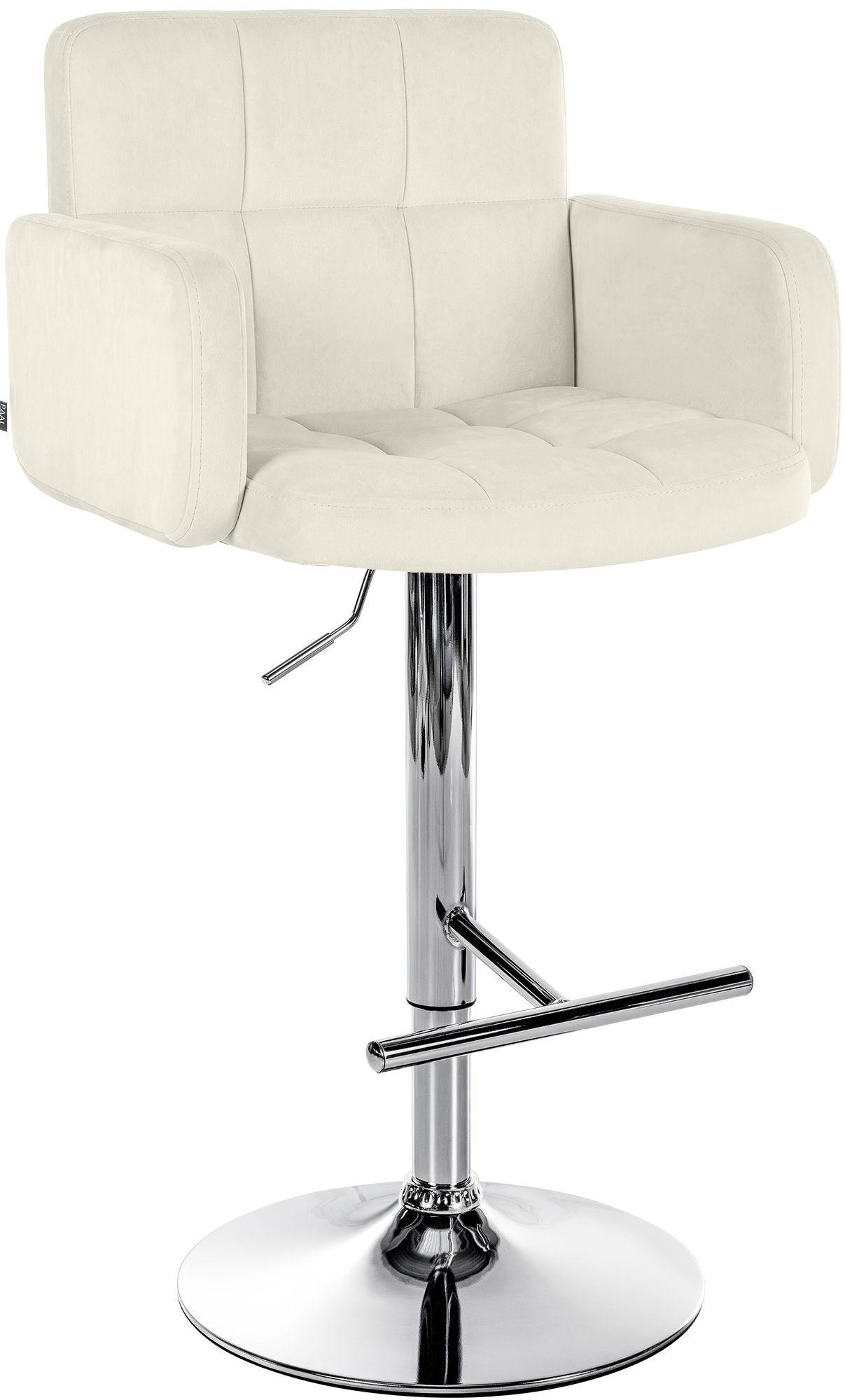 BARHOCKER Samt Creme - Chromfarben/Creme, Textil/Metall (60/93/56cm) - CLP