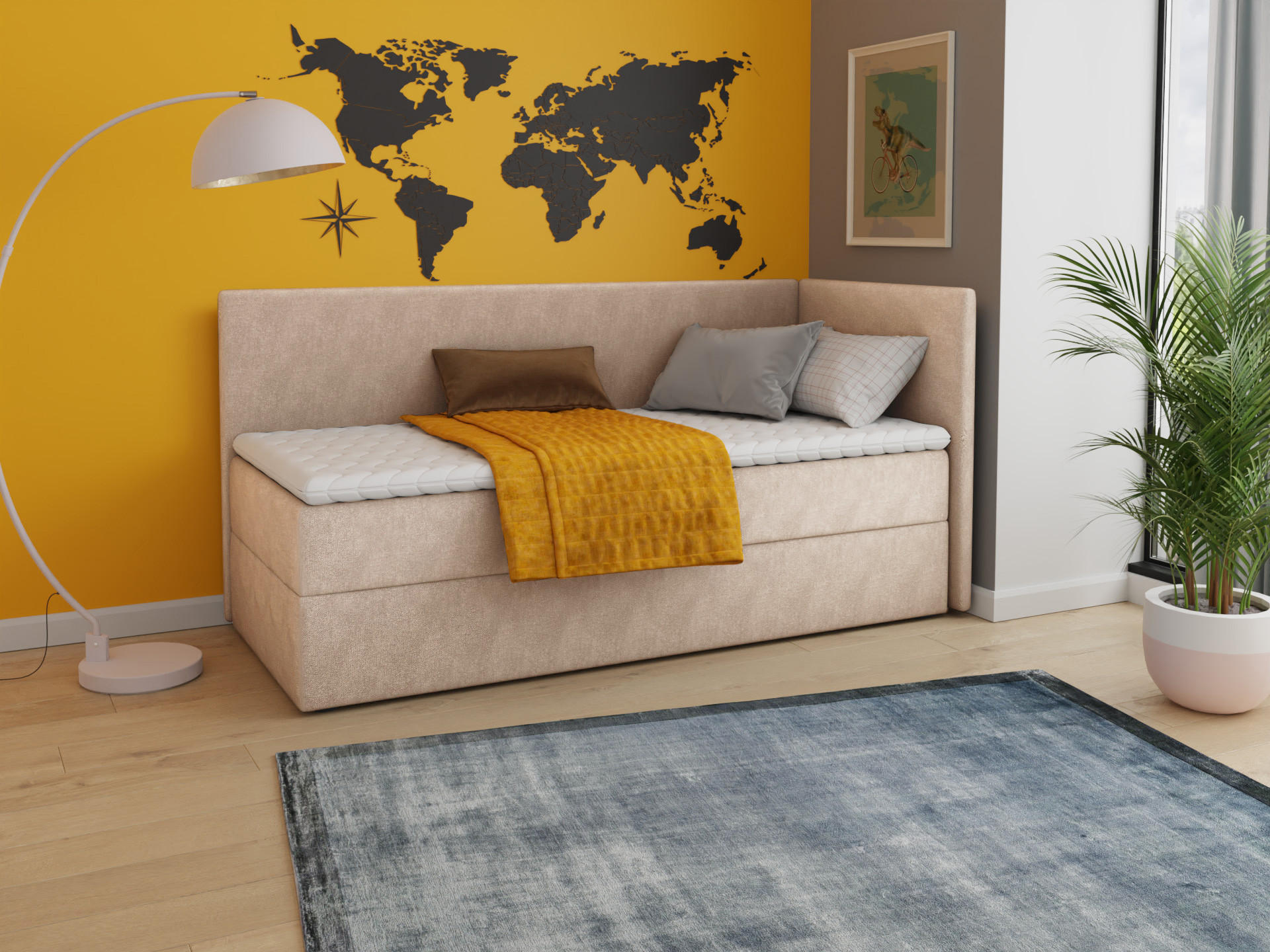BOXBETT Flame - 100x200 - beige (Paros 02, Velvet - Paros) - Beige/Schwarz, Holz/Holzwerkstoff (100/200cm) - Sofnet