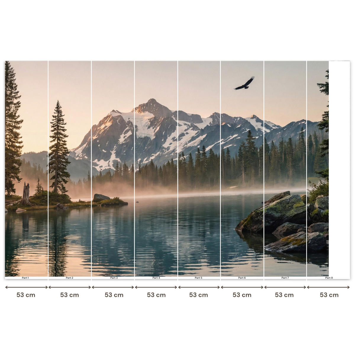 TAPETE - Berge - Wasser - Bäume - 400x280 cm - Multicolor, Papier (400/280cm) - OnlyWow
