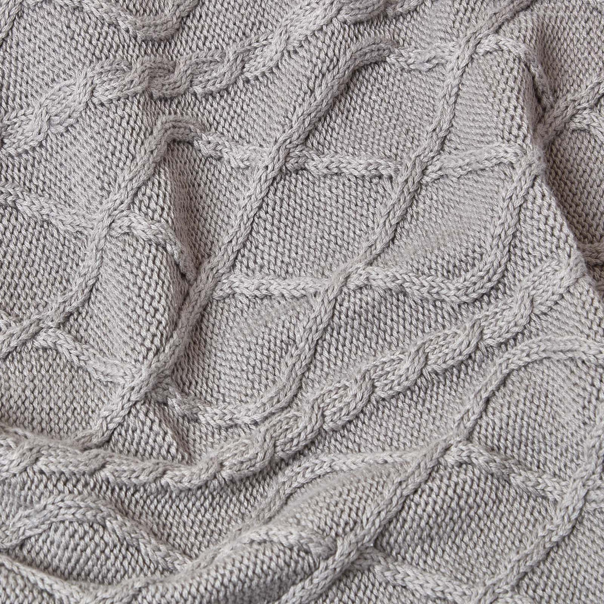 STRICKDECKE 150/200 cm, Baumwolle mit Rautenmuster - Grau, Textil (150/200cm) - Homescapes