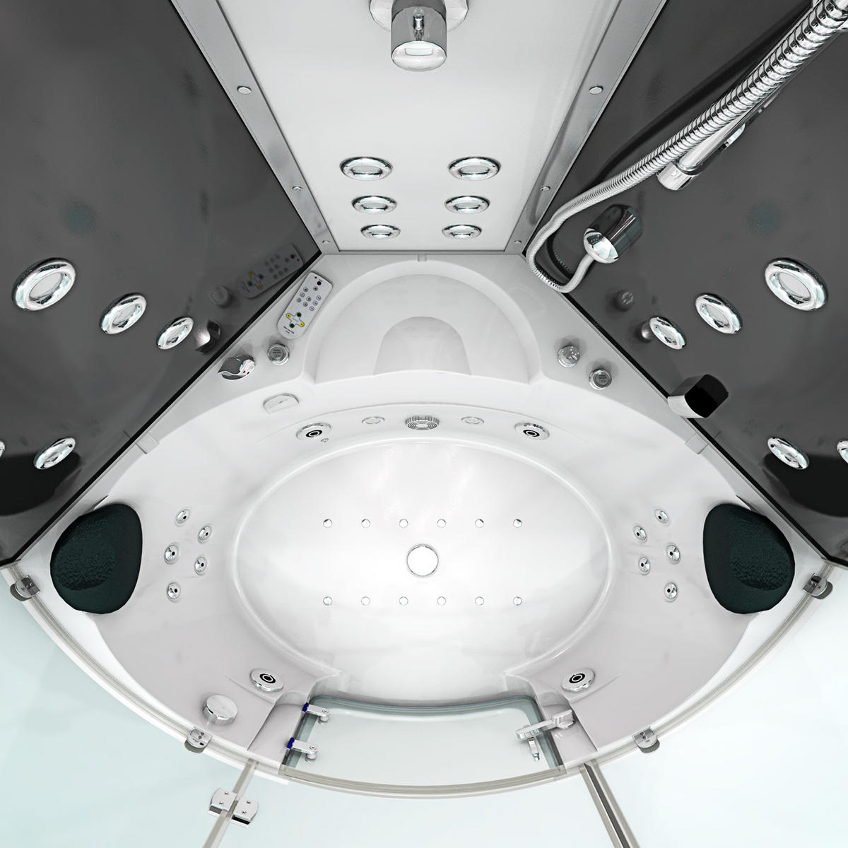 DAMPFDUSCHE Whirlpool K60-SW-EH-EC-SC - Schwarz, Glas/Kunststoff (140/140/210cm) - AcquaVapore by Sandra Jentho