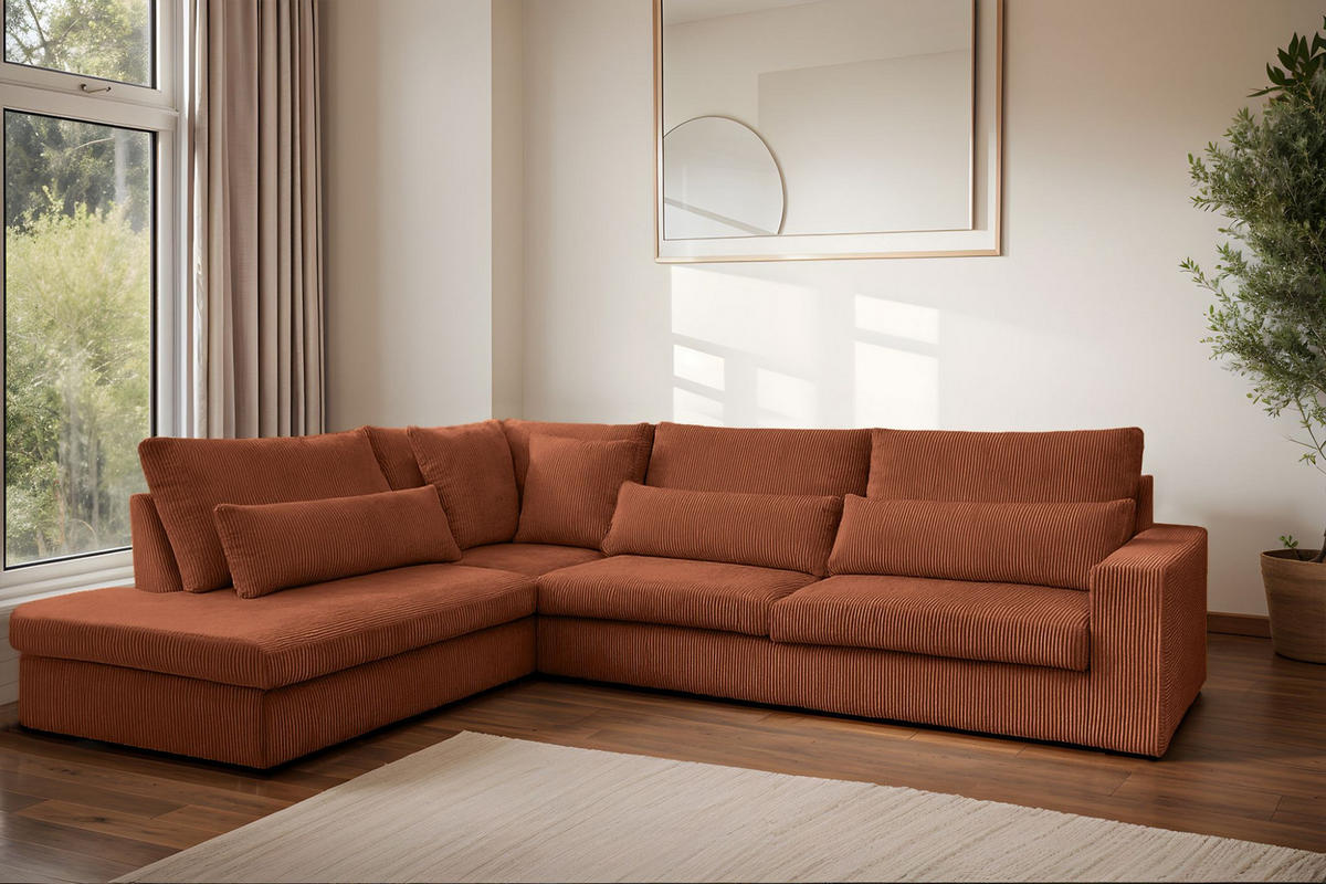ECKSOFA L-Form SVEN Stoff Poso Kupfer Links - Kupferfarben, Textil (315/245cm) - Kaiser Möbel