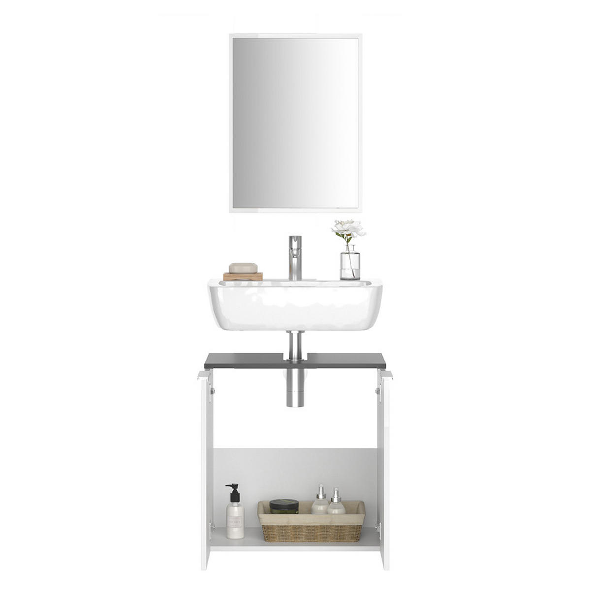 BADMÖBEL-SET Otis Weiß 2 Teile - Weiß, Holzwerkstoff (58/60/33cm) - Vicco