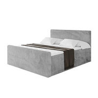 BOXBETT mit Matratze H4 und Lattenrost - TOLO-Z - 180x200 Cord - Hellgrau - Hellgrau, Holzwerkstoff (180/200cm) - ALTDECOR