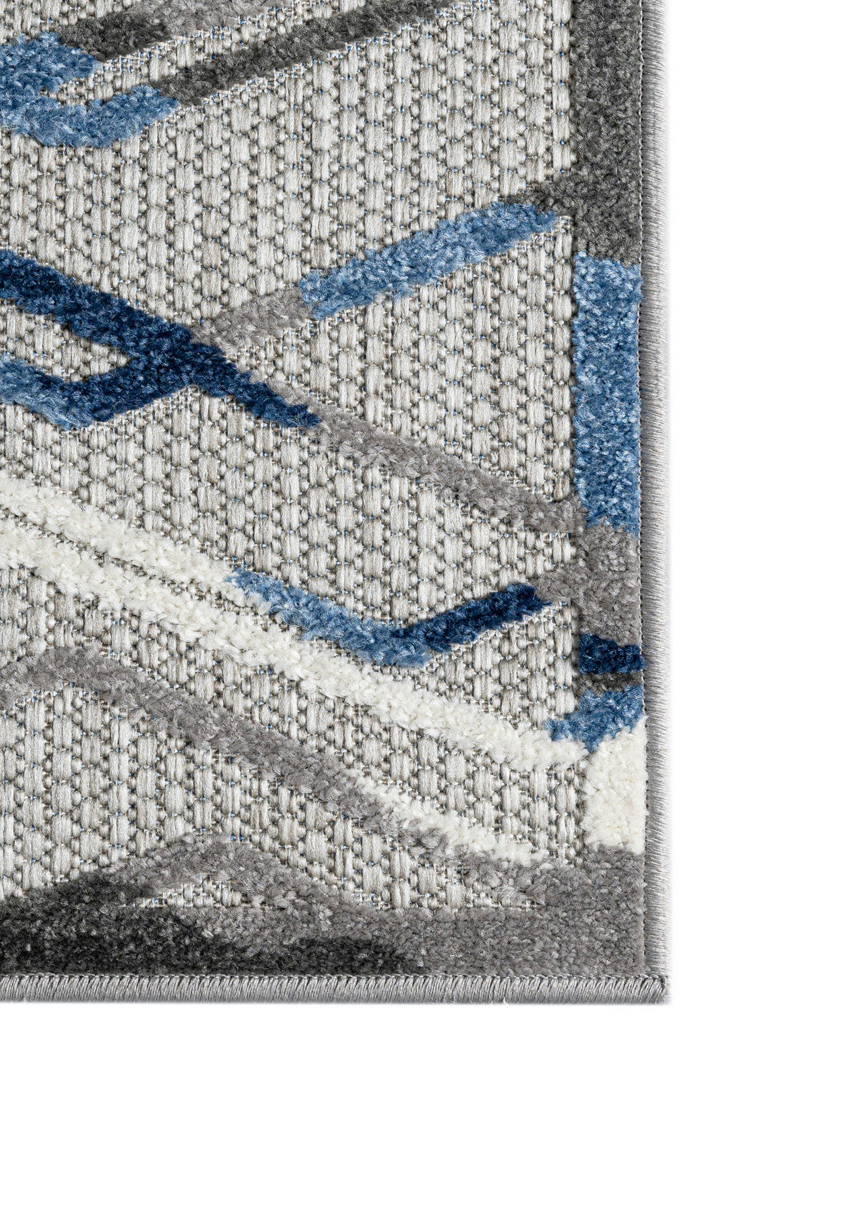 TEPPICH In-Outdoor Blau Abstract, Streifen - Kurzflor Rechteckig Grau - 160 x 230 cm - Blau, Textil (160/230cm) - Mazovia