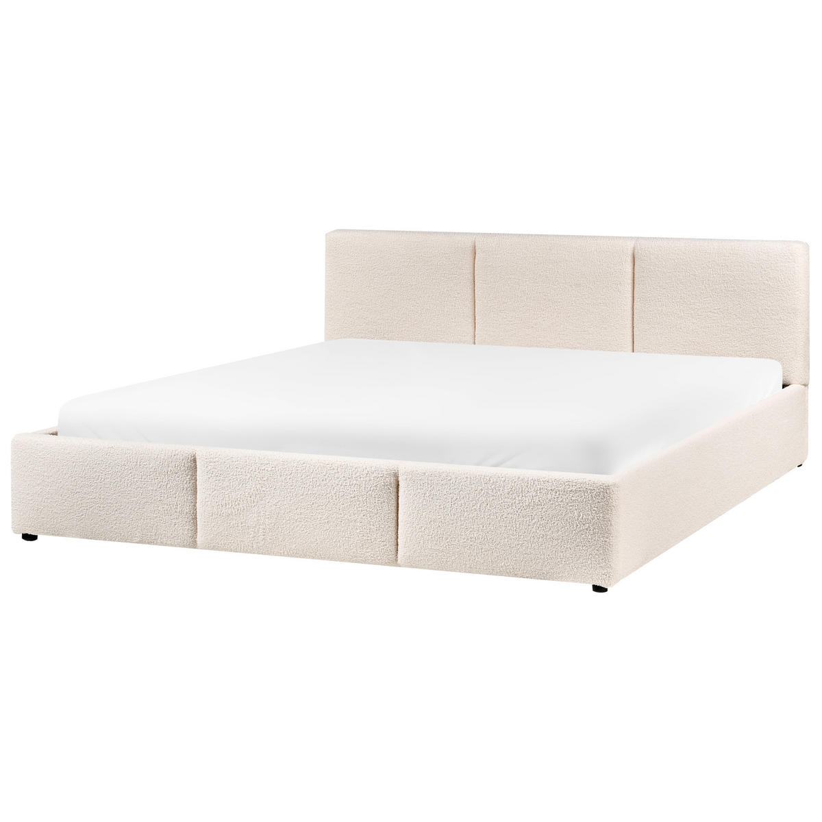 BETT mit Stauraum 180/200 cm Bouclé Cremeweiß Bousse - Creme, Textil (180/200cm) - Beliani