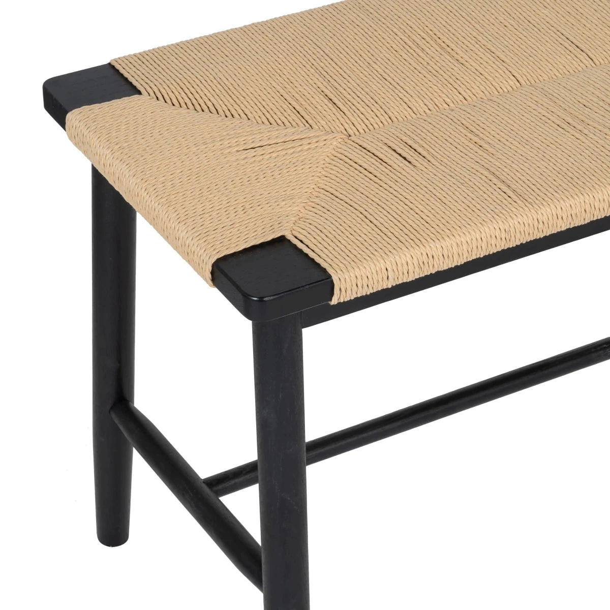 SITZBANK 110/35/47 cm Rattan / Eiche Schwarz - Beige/Schwarz, Holz/Papier (110/47/35cm) - Furnhouse
