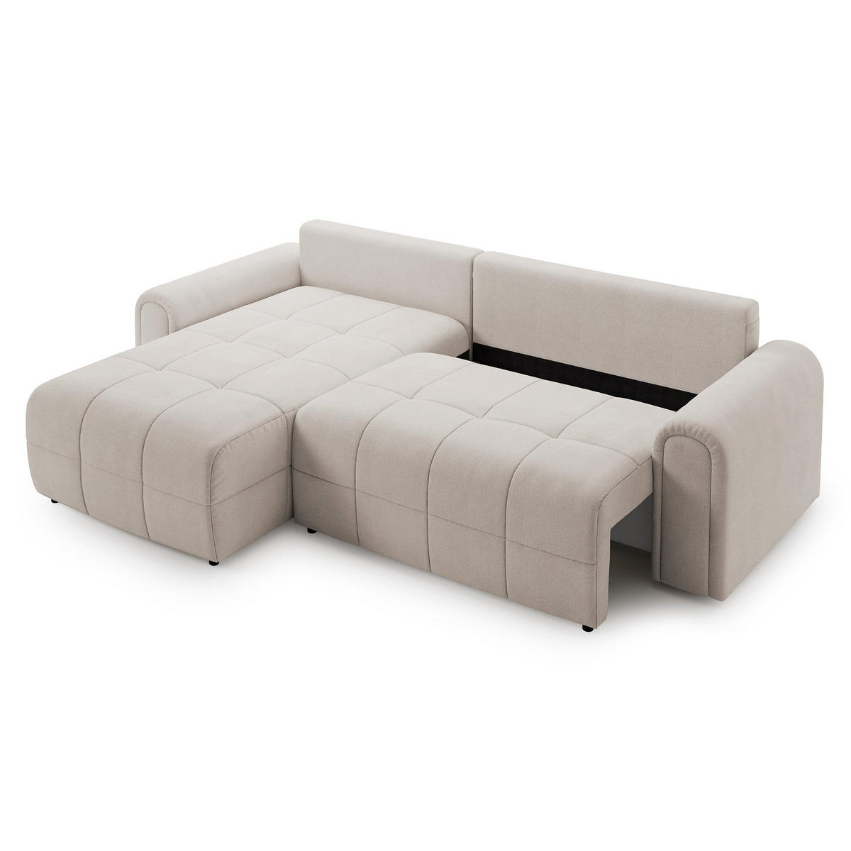 ECKSOFA Simolla Creme links - Creme/Schwarz, Kunststoff/Textil (268/180cm) - Selsey