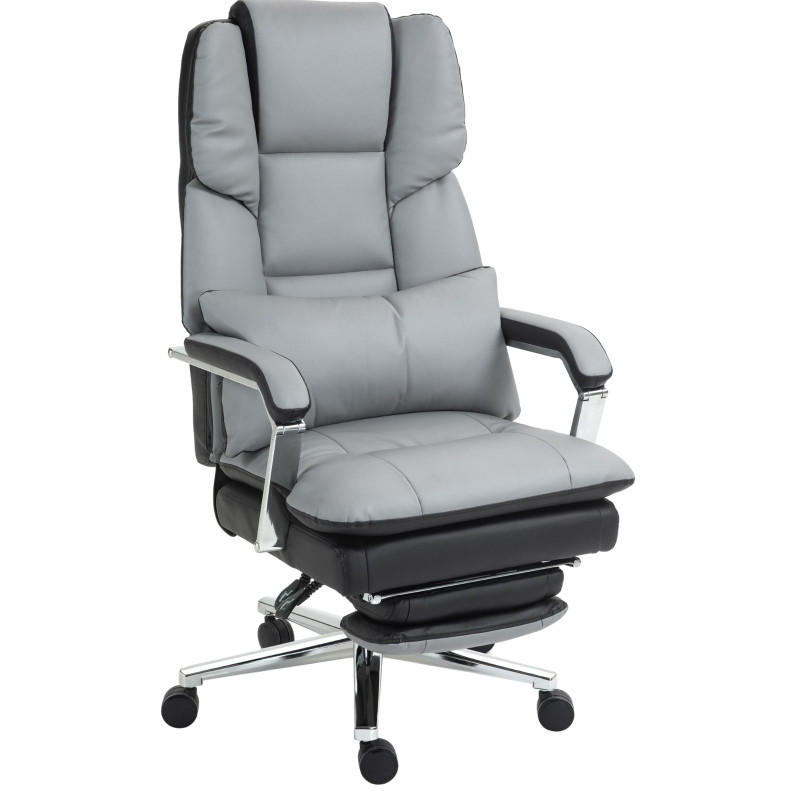 DREHSTUHL 63/71/123-129 cm grau aus Kunstleder mit Liegefunktion - Grau, Kunststoff (63/129/71cm) - OKWISH