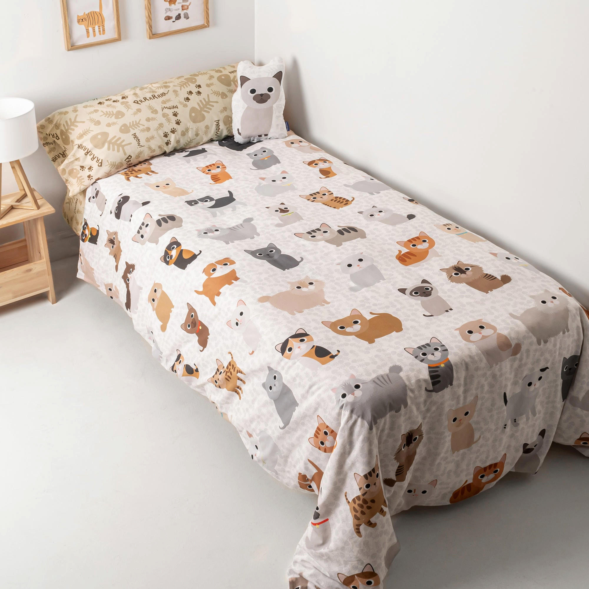 BETTBEZUG 2er-Set teiliges cats 135/140x200 cm (standardgrösse) mehrfarbig - Multicolor, Textil (140/200cm) - Happy Friday
