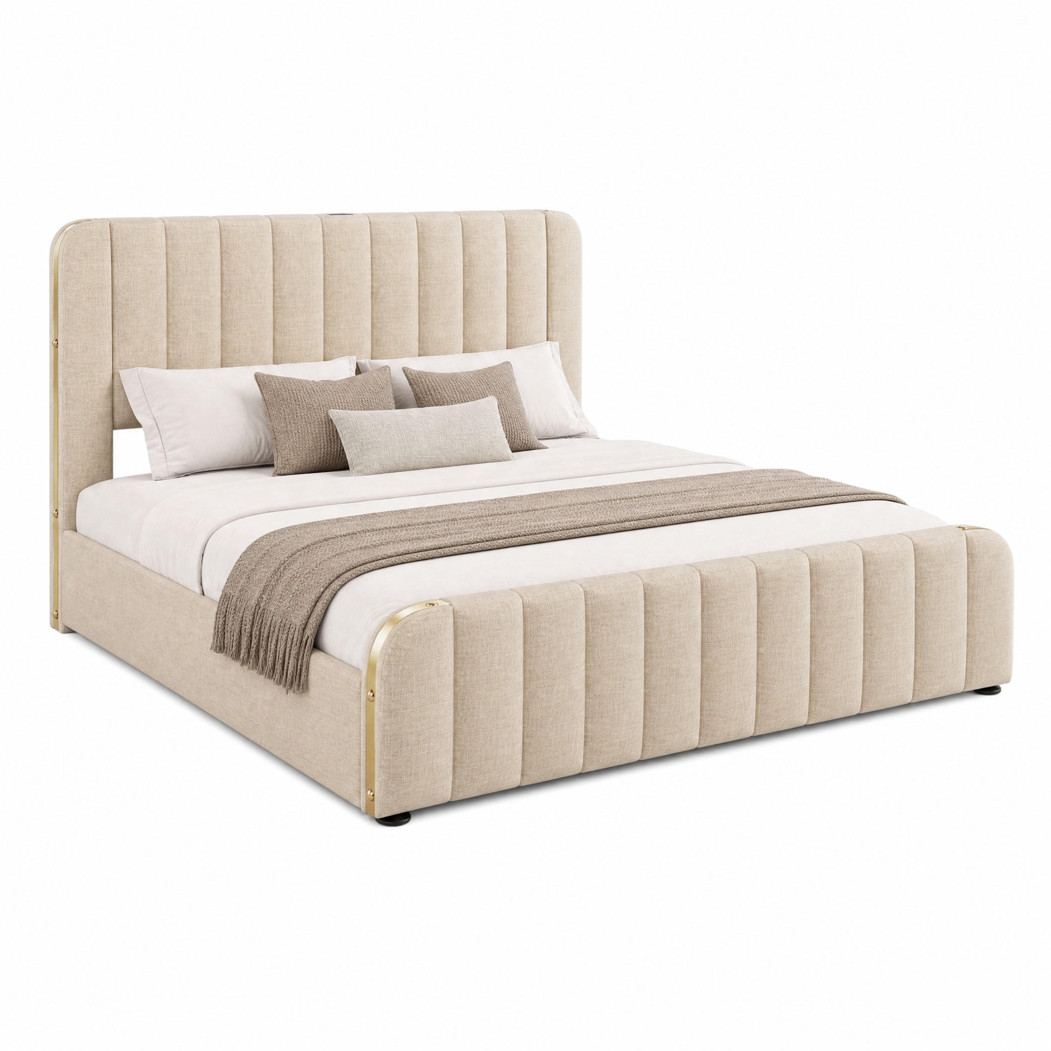 Meubliv Polsterbett Beige 140x200 cm