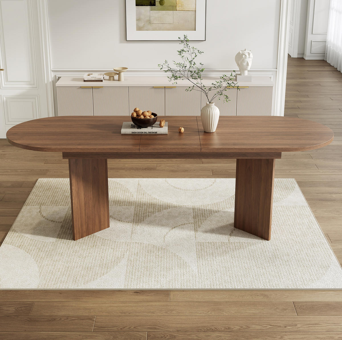 ESSTISCH 160/200 x 90 cm ausziehbar mit abgerundeten Ecken, 18 mm MDF-Tischplatte, Nussbaum - Walnussfarben, Holzwerkstoff (200/90/75cm) - Redom