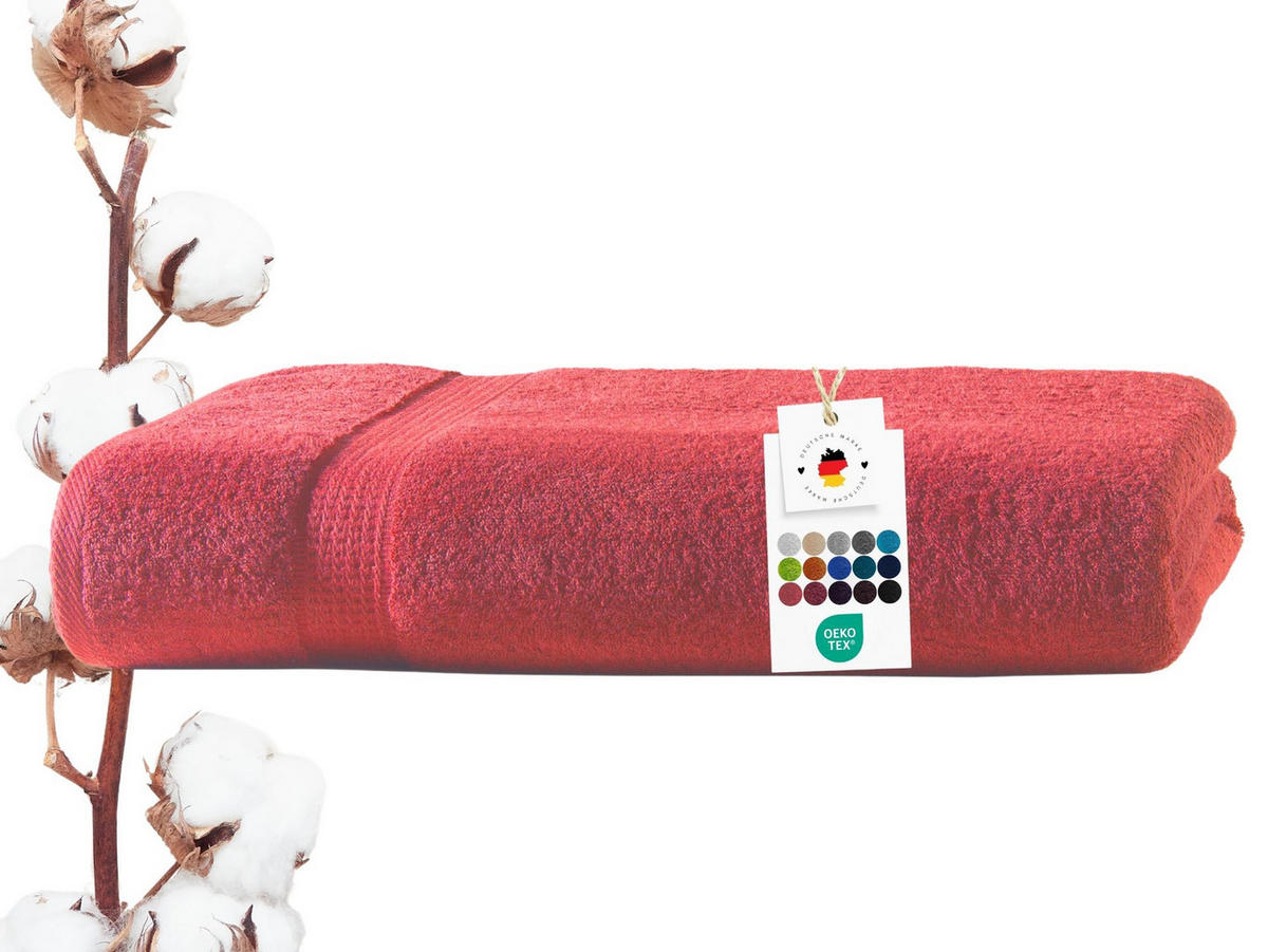 BADETUCH 100x150 cm Frottier Handtücher aus 100% Baumwolle, Rot 500g/m2 - Rot, Textil (100/150cm) - Carpe Sonno