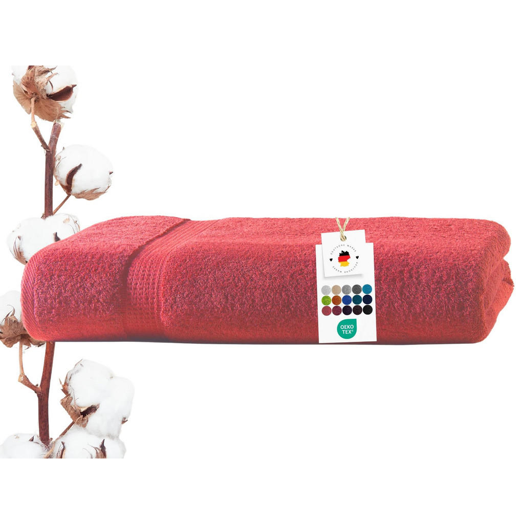Thumbnail - Carpe Sonno Badetuch, Rot, Textil, Uni, Rechteckig, 100x150 cm, Oeko-Tex® Standard 100, Badtextilien, Badetücher
