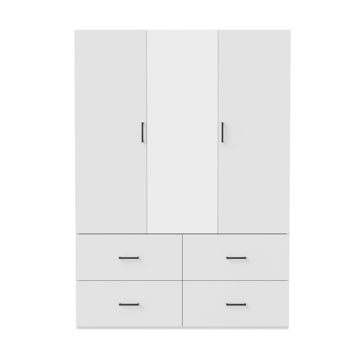 KLEIDERSCHRANK 130x52x182cm mit Kleiderstangen & Stauraum - Weiß, Holzwerkstoff (51.8/181.5/130cm) - SHOPENTRA