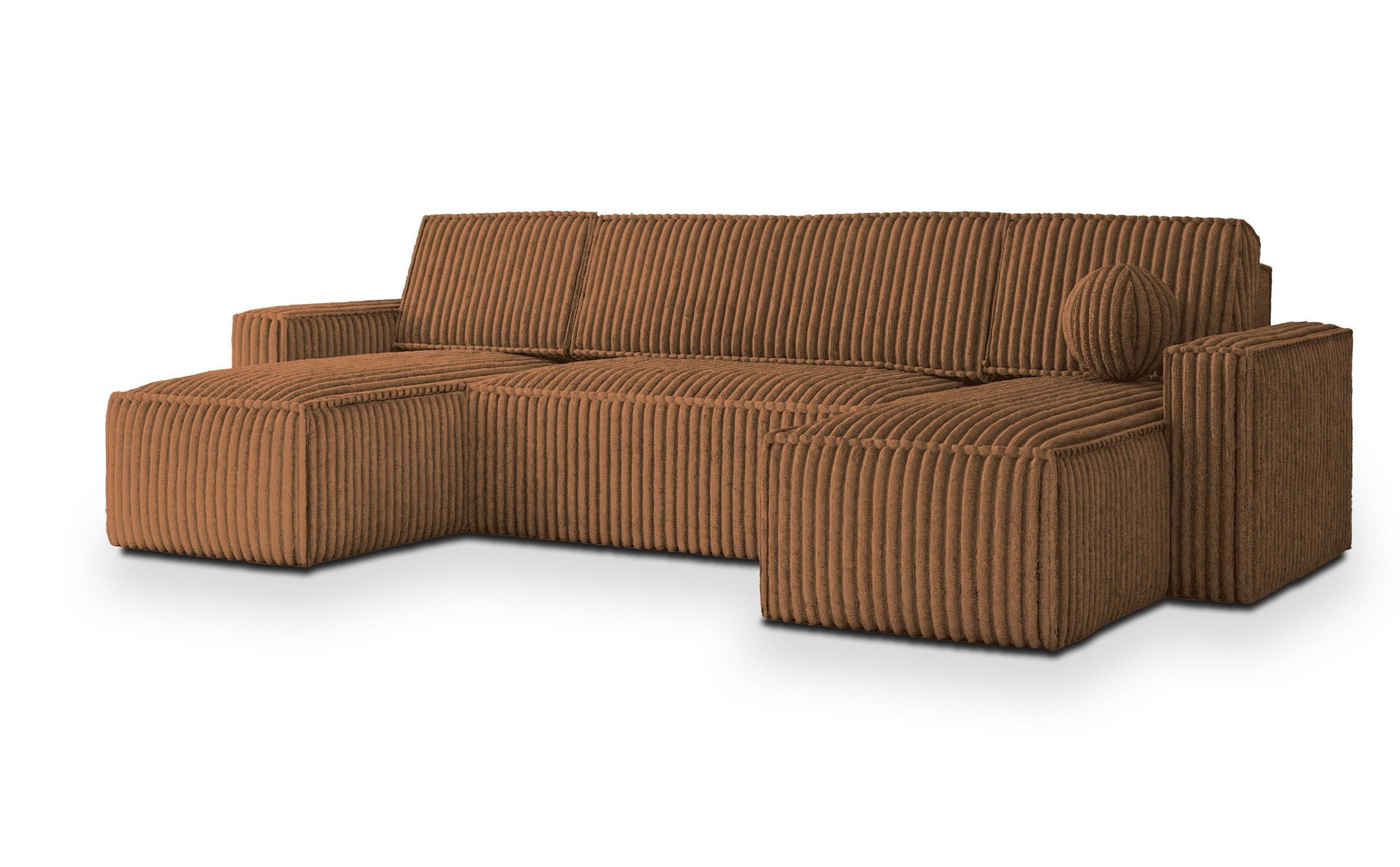 ROHOVÁ SEDAČKA PESANO měděná - šedá/měděná, dřevo/textil (306/140cm) - MASSENO