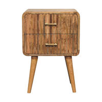 NACHTTISCH T-Bar Riffel, beige - Beige/Messingfarben, Mangoholz/Holz (35/65/45cm) - Artisan Furniture