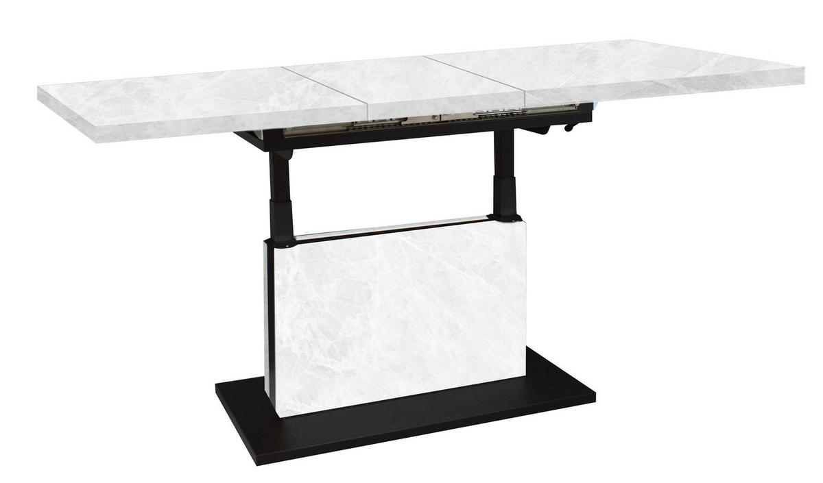 COUCHTISCH Höhenverstellbar Else 3 120x56x70 Holz Keramikoptik Weiß - Hellgrau/Schwarz, Holzwerkstoff (120/70/56cm) - 58aufmkessel