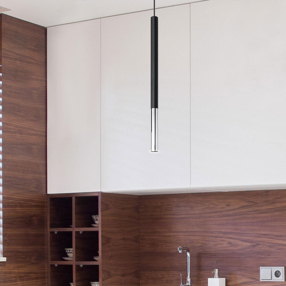 HÄNGELEUCHTE Stahl Schwarz chrom - Schwarz, Metall (8/8/110cm)