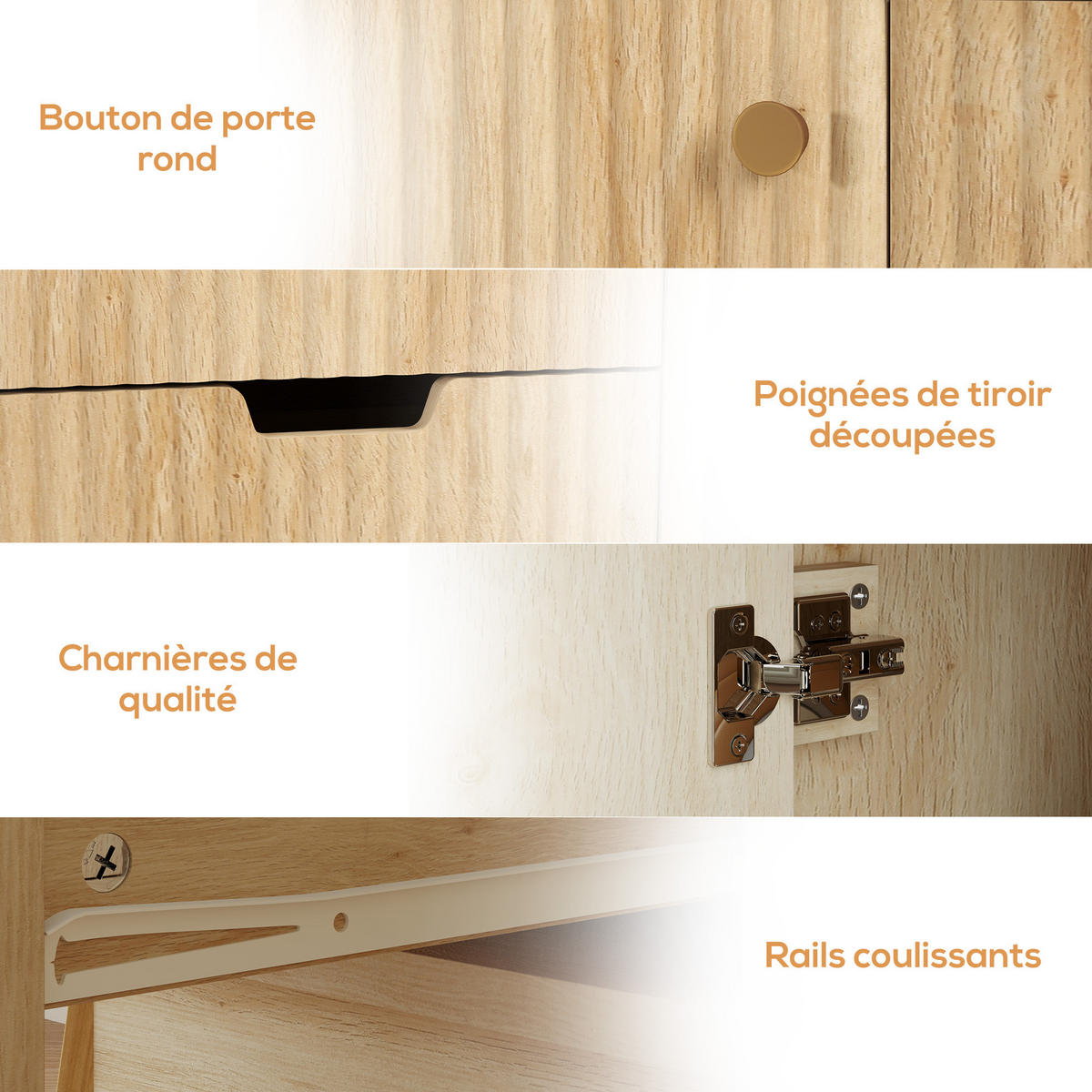 SIDEBOARD DE-11146 Mit offenem Fach & verstellbarem Boden Naturholz - Naturfarben, Holzwerkstoff (60/81/30cm) - ComfortXL