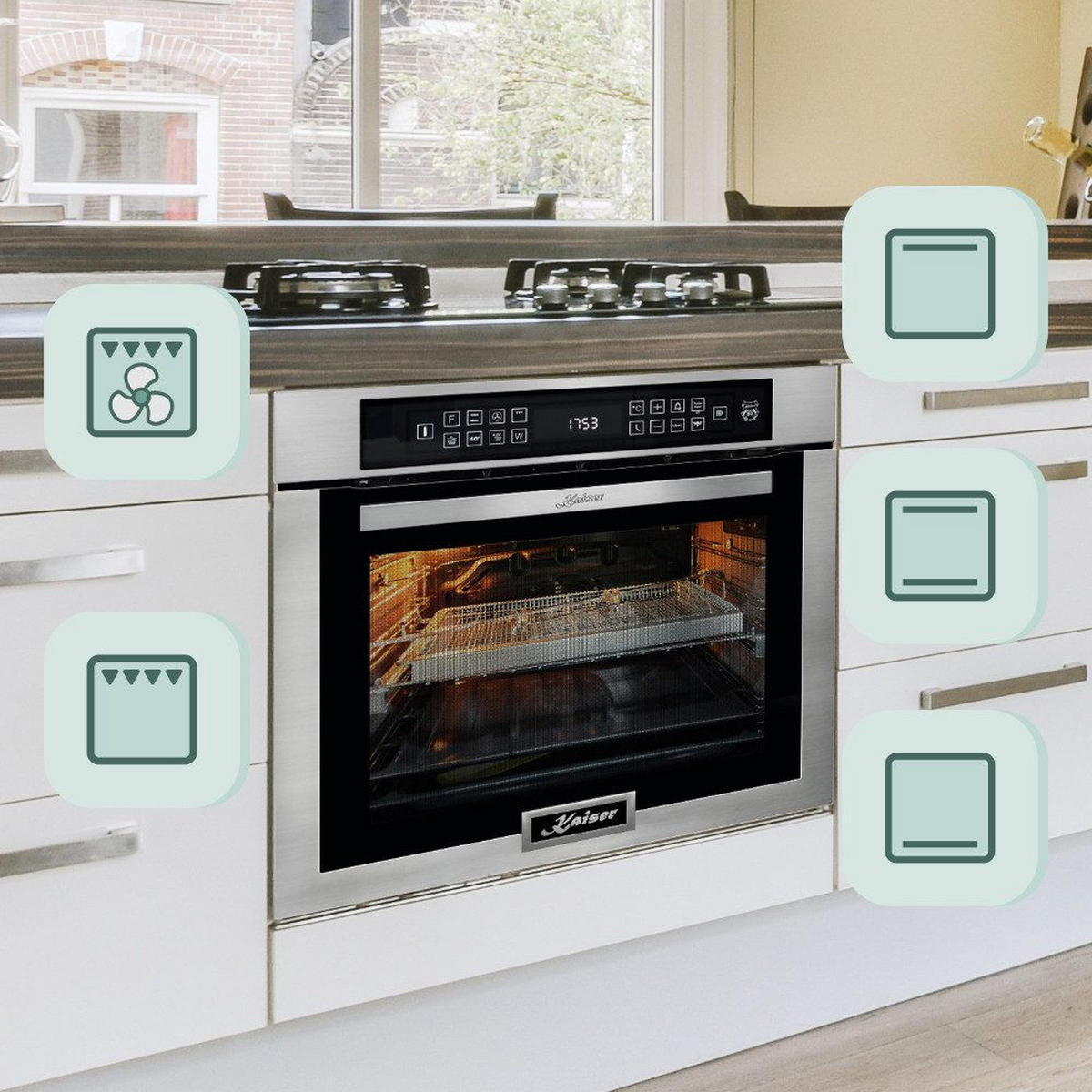 EINBAUBACKOFEN EH 6306 N R Edelstahl, Air Fryer 60 cm - Edelstahlfarben, Metall (59.4/59.4/57.5cm) - Kaiser Küchengeräte